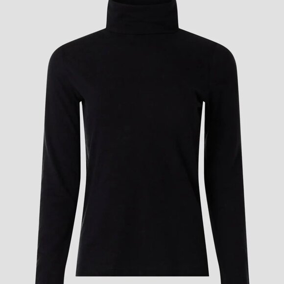 Majestic Tops - Majestic Filatures Cashmere Cotton Turtleneck in Black, Size 2